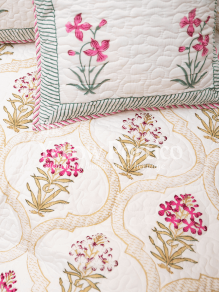 Gulmohar Hand Block Printed Bedcover