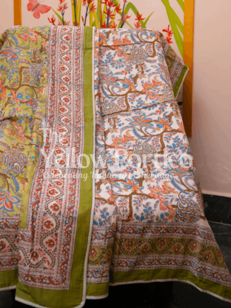 Kalamkari Hand Block Print Reversible Dohar