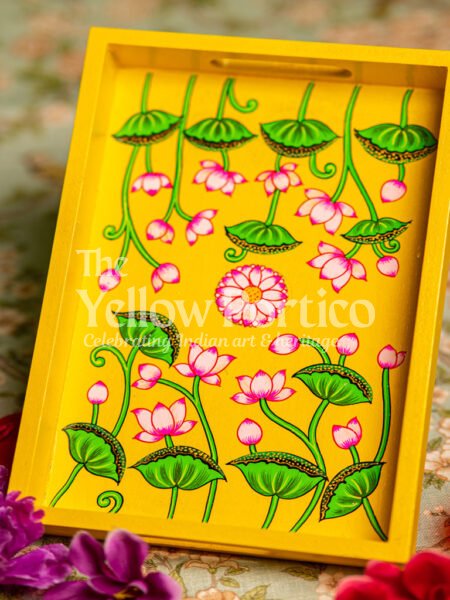 Lotus Pichwai art Tray