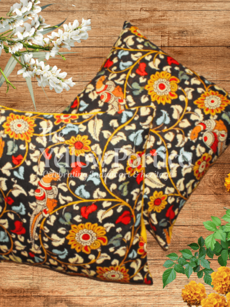 Kalamkari canvas cotton cushion cover